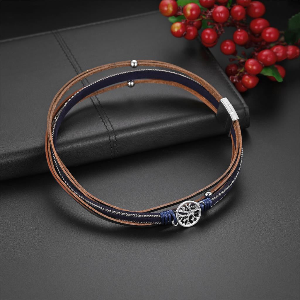 Tree Of Life | Leather Wrap Bangle Unique Design Bangle Bracelet