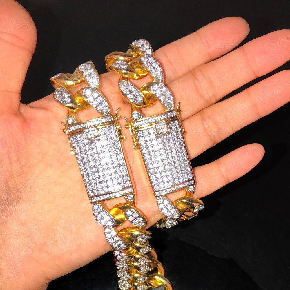 Mens 20mm Bling Heavy 5A True Micro Pave Custom Miami Cuban Link Chain Necklace