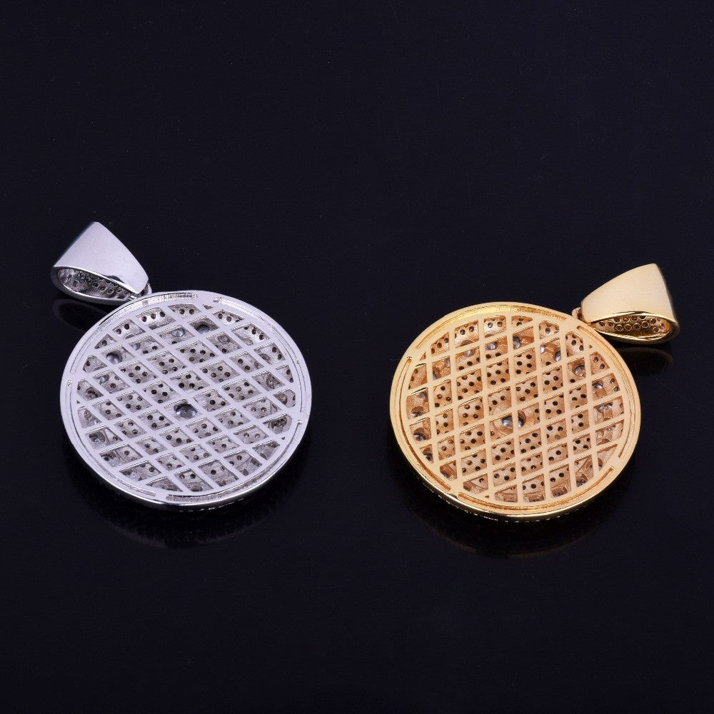 Flooded Ice AAA Micro Pave Round Solitaire 18k Gold .925 Silver Big Boy Hip Hop Medallion Pendant