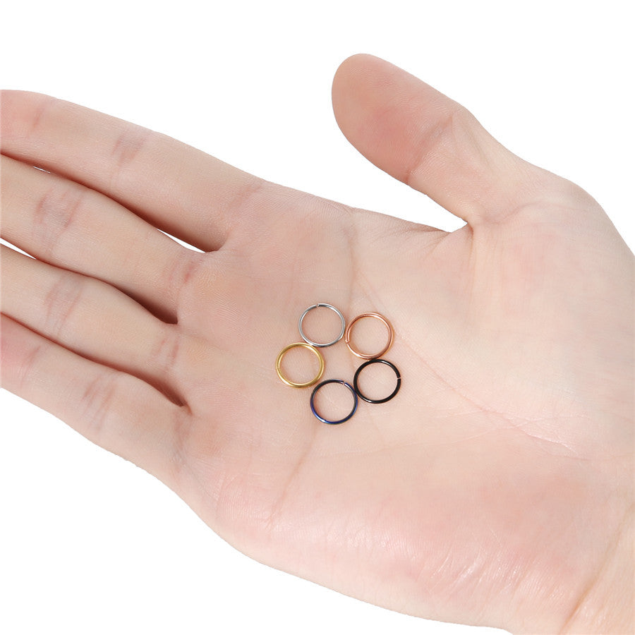 5 Piece Ladies Simple Ear Nose Piercing Mini Hoop Stainless Steel Earrings
