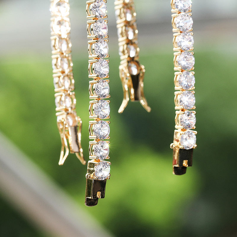 AAA Flooded Iced 4MM 6MM Solid 925 Sterling Silver Tennis Chain Link Ice Bracelet