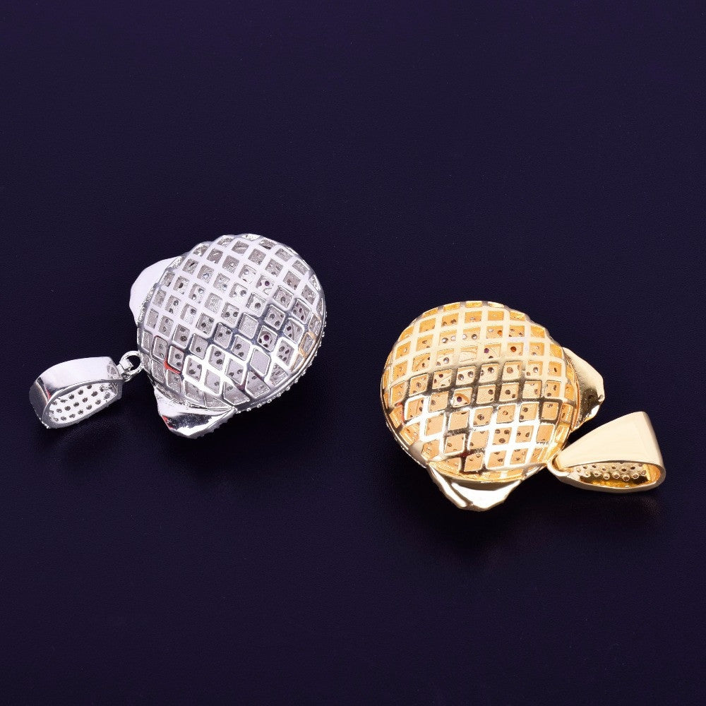 Hip Hop Clown Face Emoji AAA True Micro Pave 18k Gold .925 Silver Pendant Chain Necklace