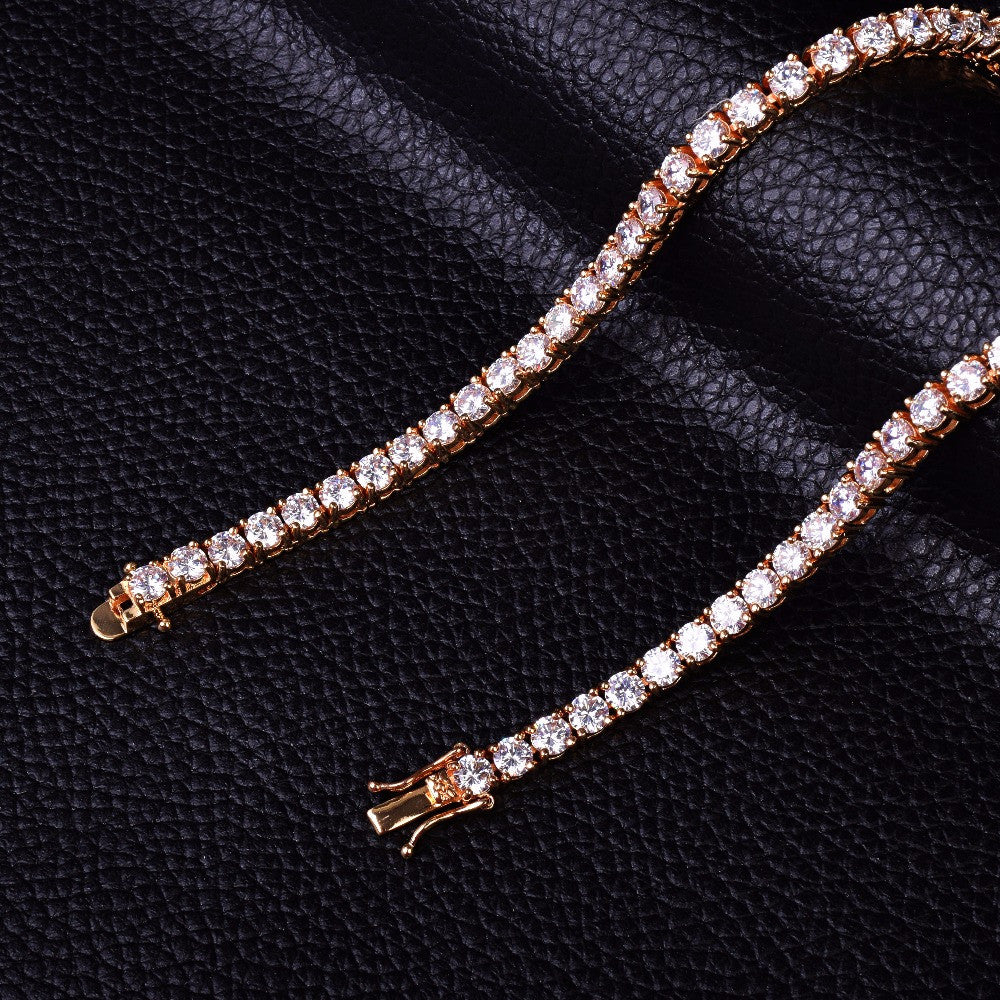 22k Gold .925 Silver 5mm Flooded Ice AAA Micro Pave All Iced Classic Cross Hip Hop Pendant Chain Necklace