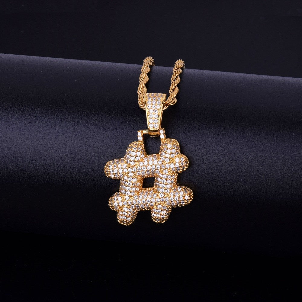 .925 Silver 18k Rose Gold Punctuation Custom Bubble Letters Hip Hop Pendants