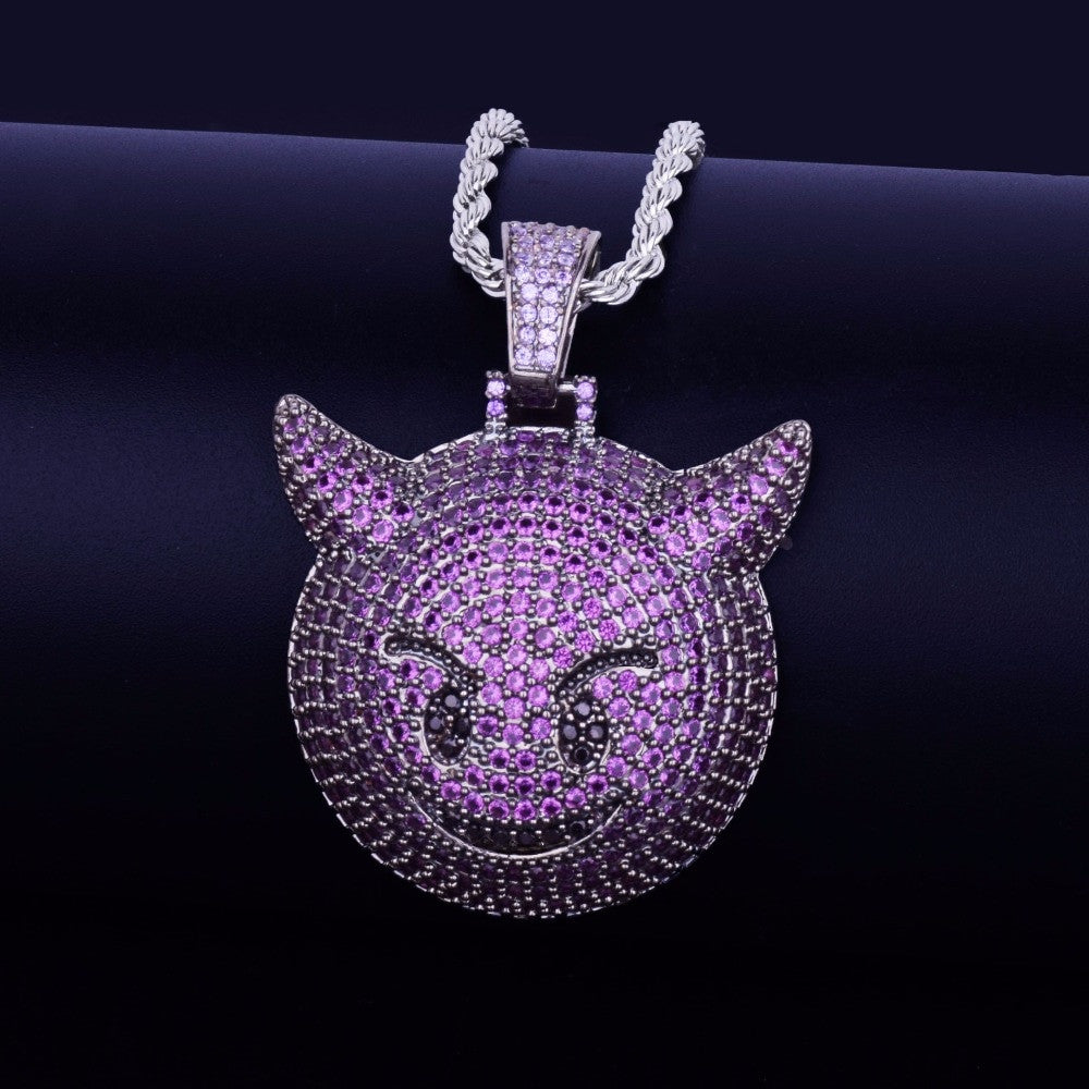 Purple Demon | .925 Silver Evil Emoji VVS Diamond CZ Hip Hop