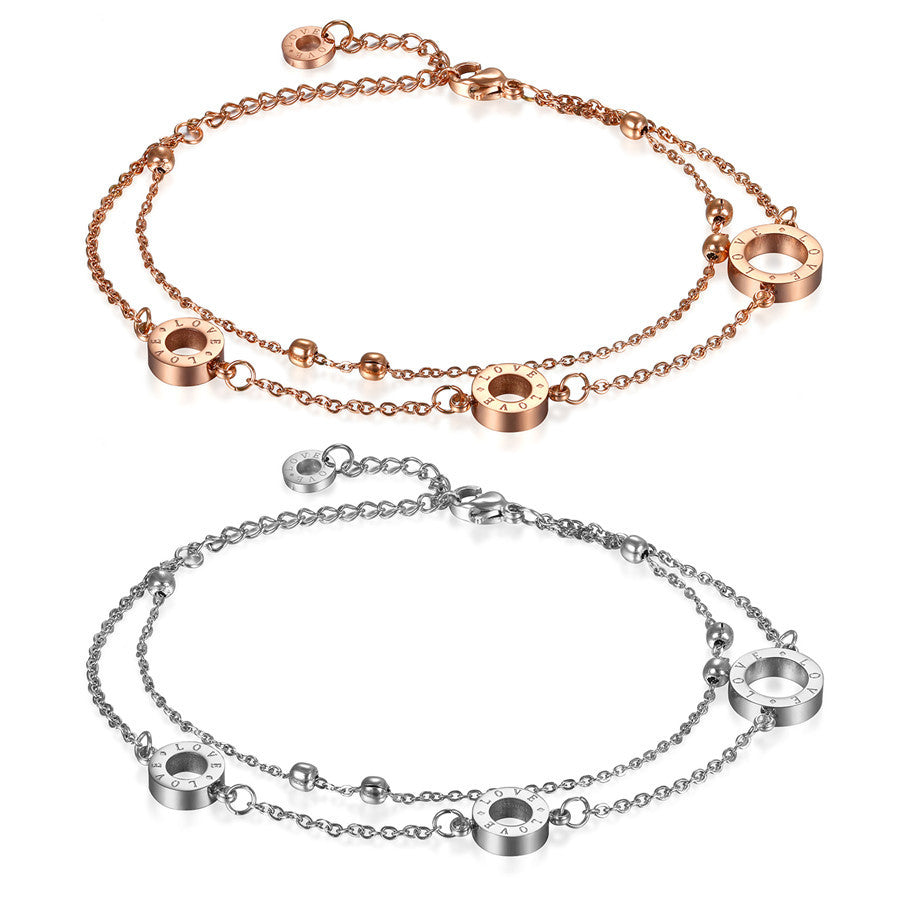 Stainless Steel Rose Gold Silver No Fade Anklet or Wrist Bracelet