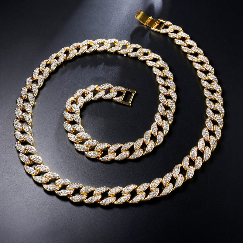 14k Gold .925 Silver 15mm 30inch Micro Pave Hip Hop Miami Curb Cuban Link Iced Out Chain Necklace