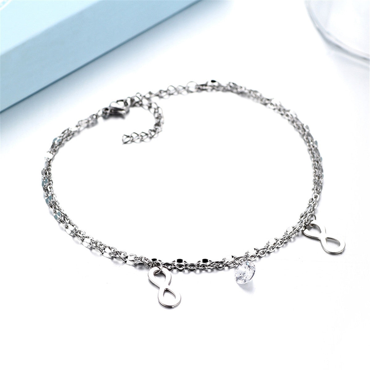 Ladies No Fade Stainless Steel Infinity High Fashion Bangle Chain Bracelets