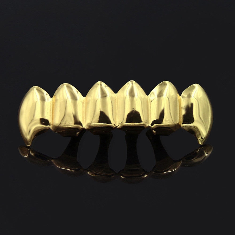 Hip Hop Lower Bottom Custom Fit Yellow Gold Teeth Fang Grillz