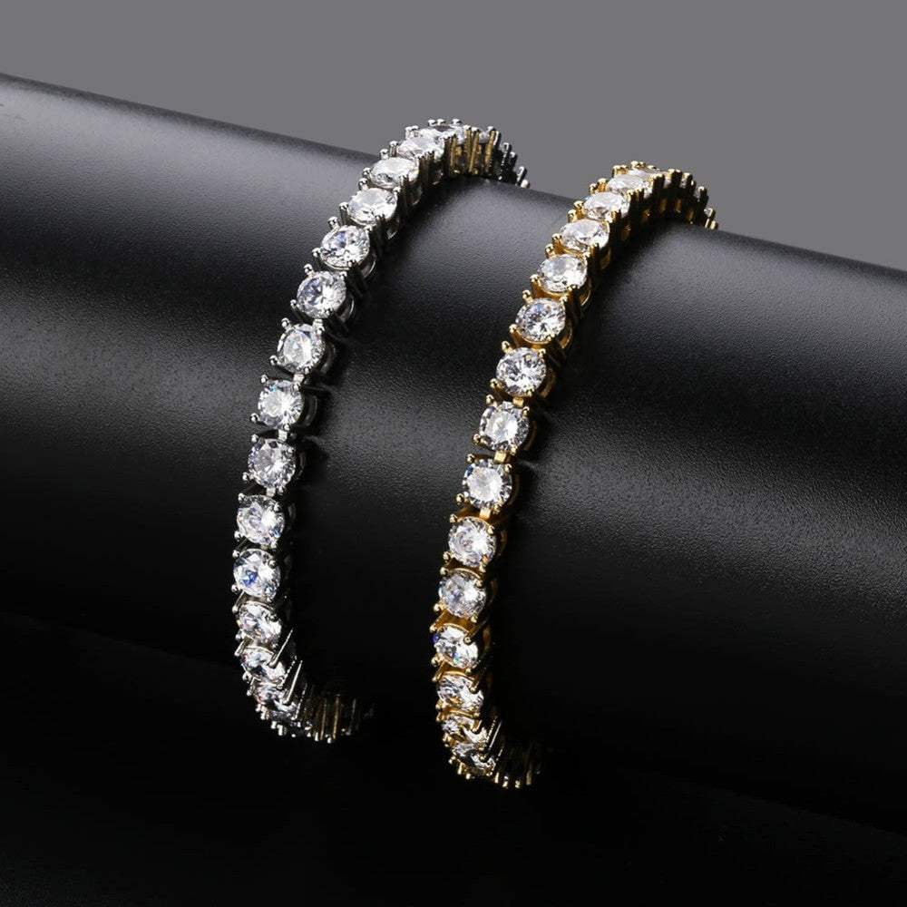 Flooded Ice 3mm 4mm AAA Cluster Stone Link Bling 1 Row Tennis Bracelets