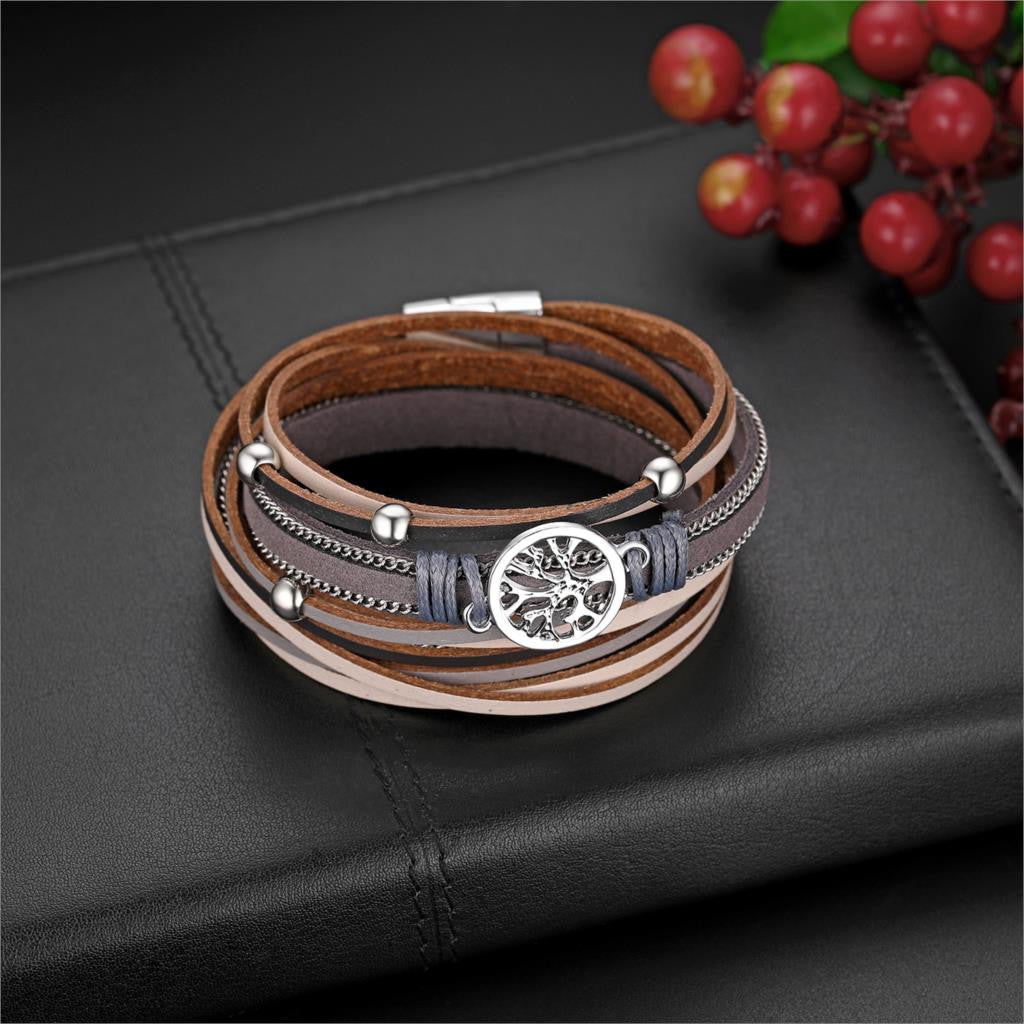 Tree Of Life | Leather Wrap Bangle Unique Design Bangle Bracelet