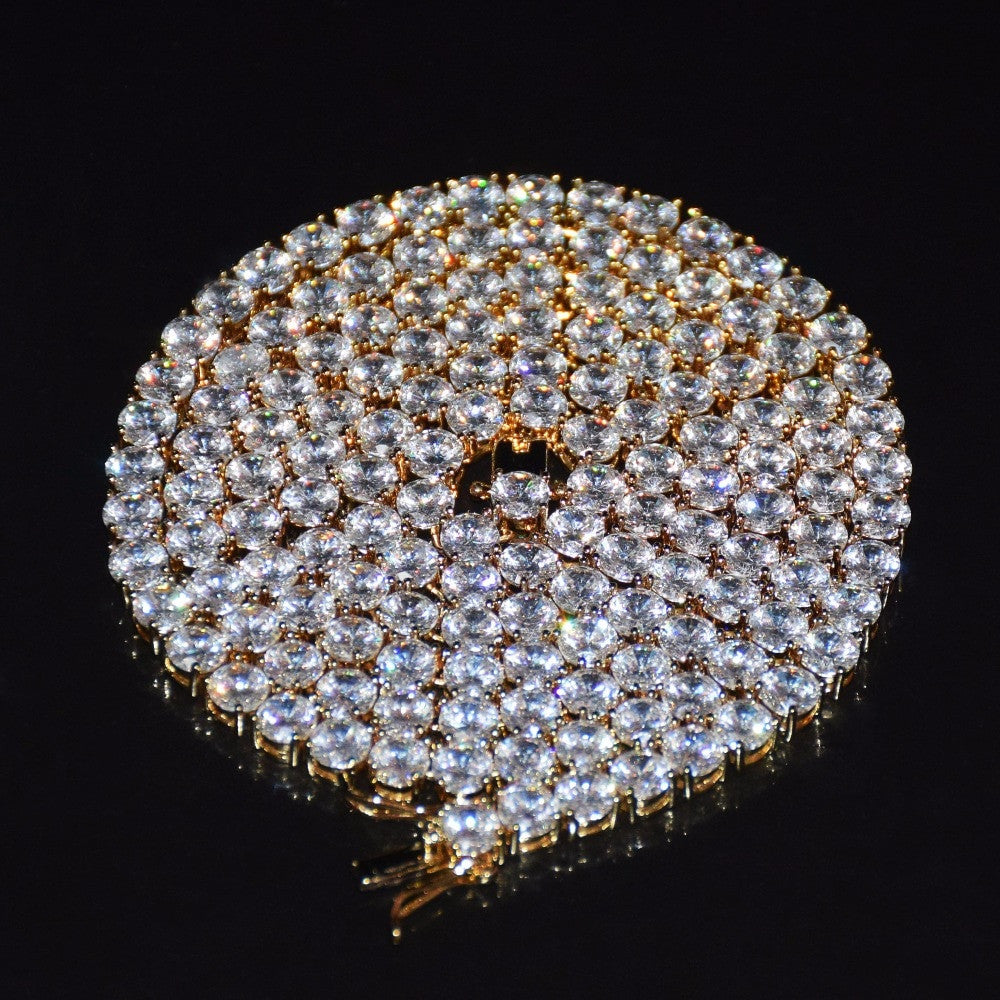 Jesus Nail 14k Gold Silver Micro Pave Cross Pendant With 4mm Tennis Chain Necklace