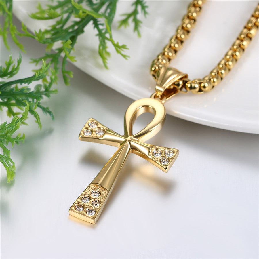 Stainless Steel Key Of Life Ancient African Ankh Cross Pendant