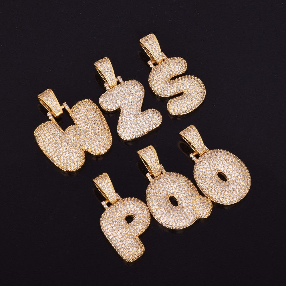 Iced Initials | 24k Gold .925 Silver Micro Pave Flooded Ice Hip Hop Letter Pendants