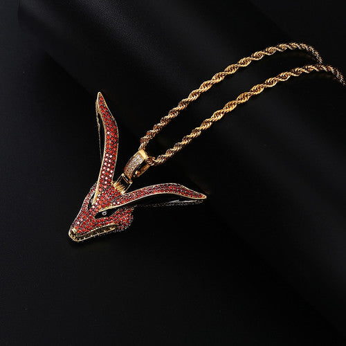 Hip Hop 14k Gold Naruto Kurama Fox Inspired Iced Pendant Simulate