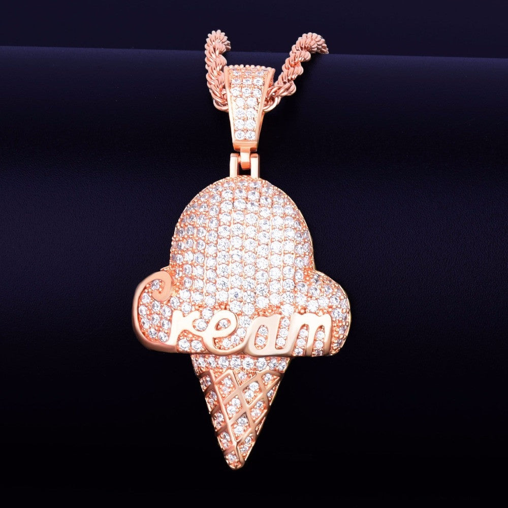 Cream Cone Pendant Gold