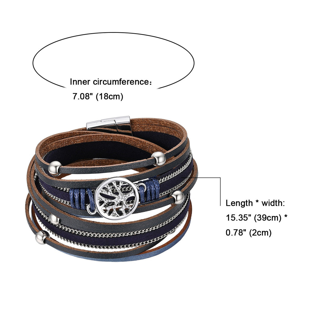 Tree Of Life | Leather Wrap Bangle Unique Design Bangle Bracelet