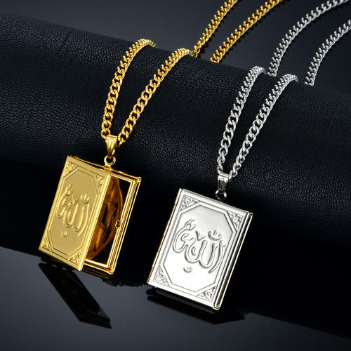 Eternal Blessings | 14k Gold .925 Silver Allah Photo Memory Locket Pendant Chain Necklace