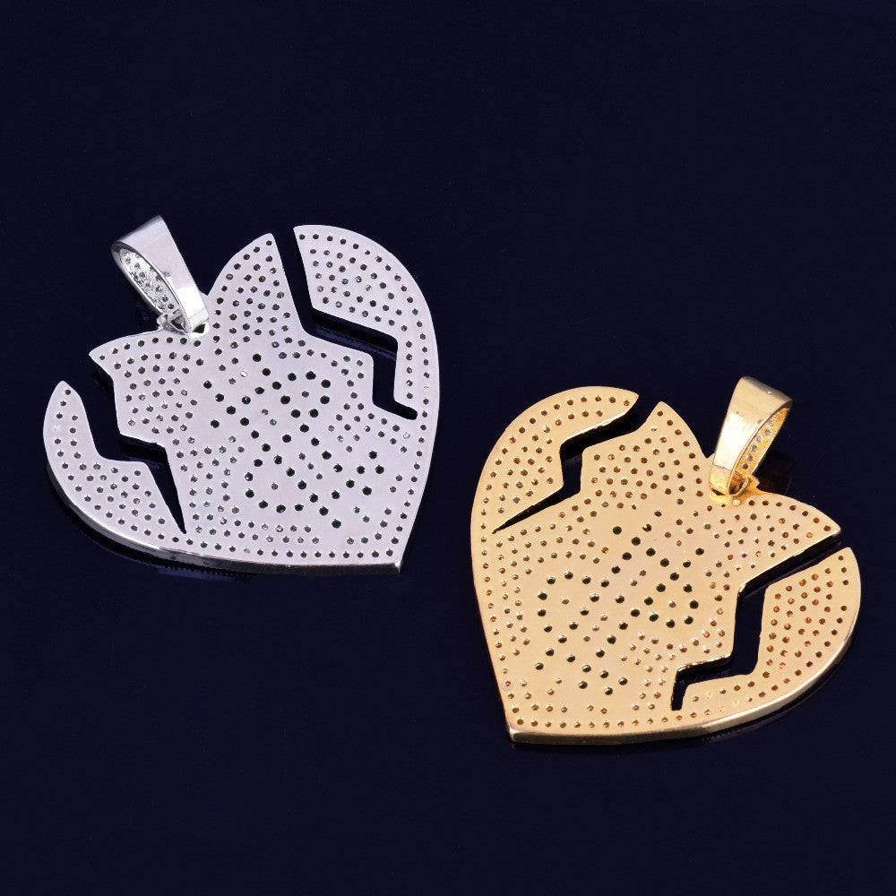 Money Heals Broken Heart 18k Gold .925 Silver Bling AAA True Micro Pave Pendant Chain Necklace