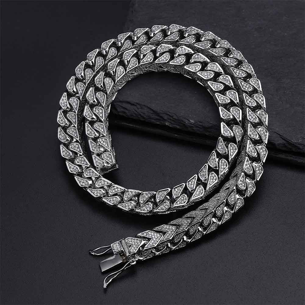 Flooded Ice 8mm Full 3D Franco Link AAA Micro Pave Stone Square Cut Choker Tight Neck Link Chain Necklace