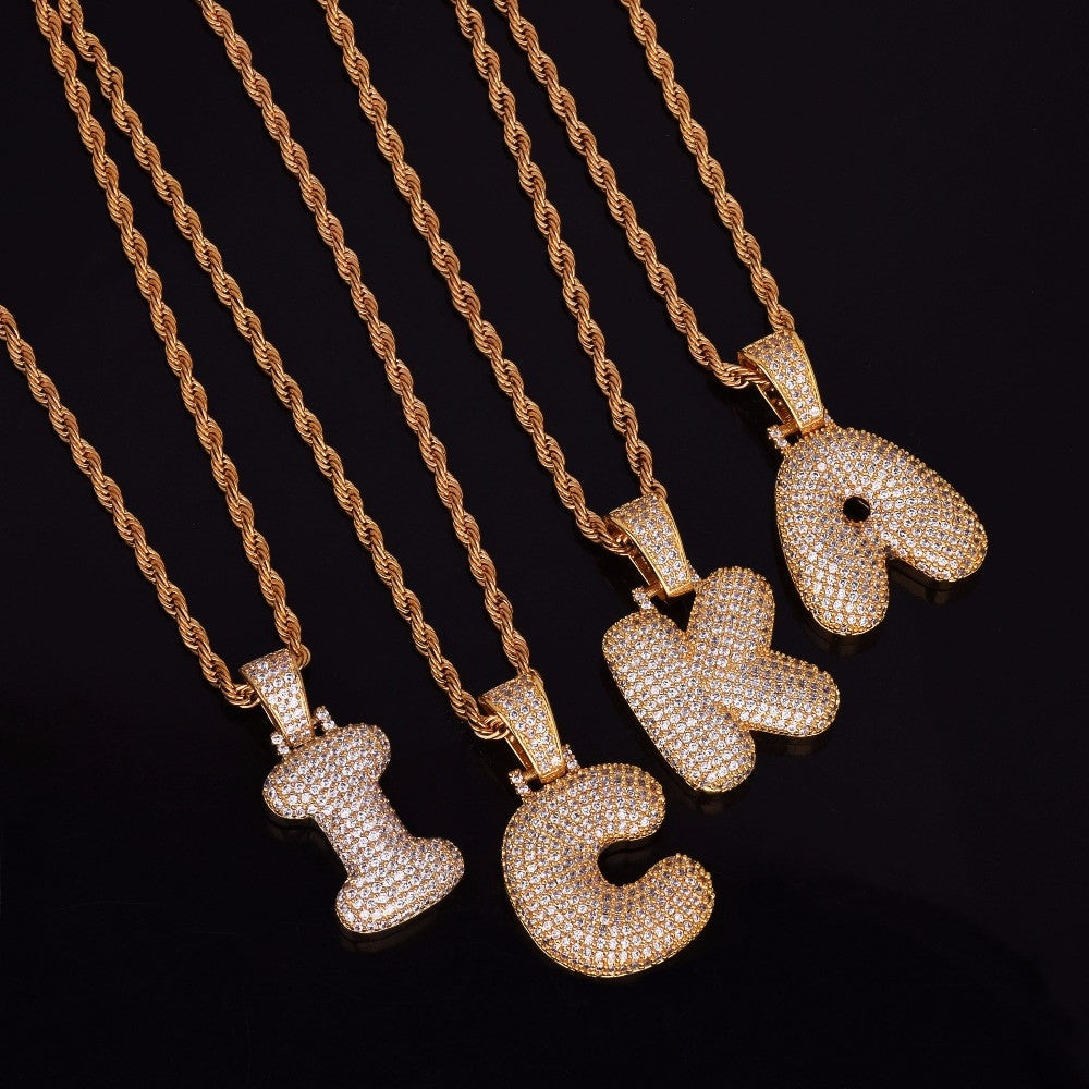 Iced Initials | 24k Gold .925 Silver Micro Pave Flooded Ice Hip Hop Letter Pendants