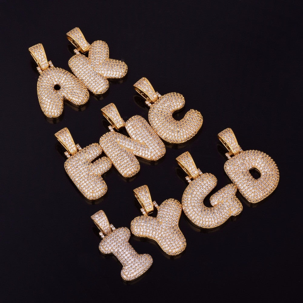 Iced Initials | 24k Gold .925 Silver Micro Pave Flooded Ice Hip Hop Letter Pendants