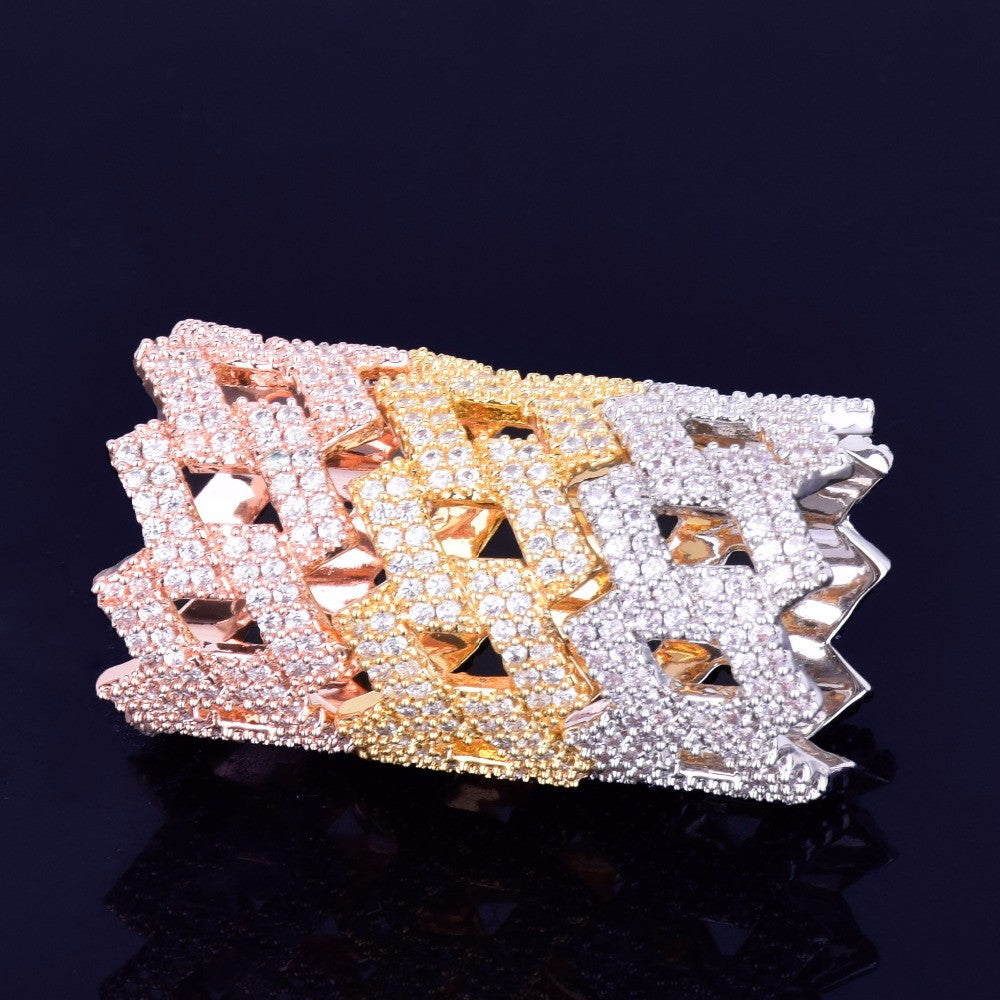 Diamond Edge | Hip Hop Cuban Link AAA Micro Pave 18k Gold Silver Rose Gold Rings