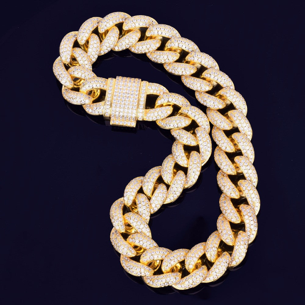 Miami Cuban Link 23mm 24k Gold Silver Rose Gold Hip Hop Chain Bracelet Set