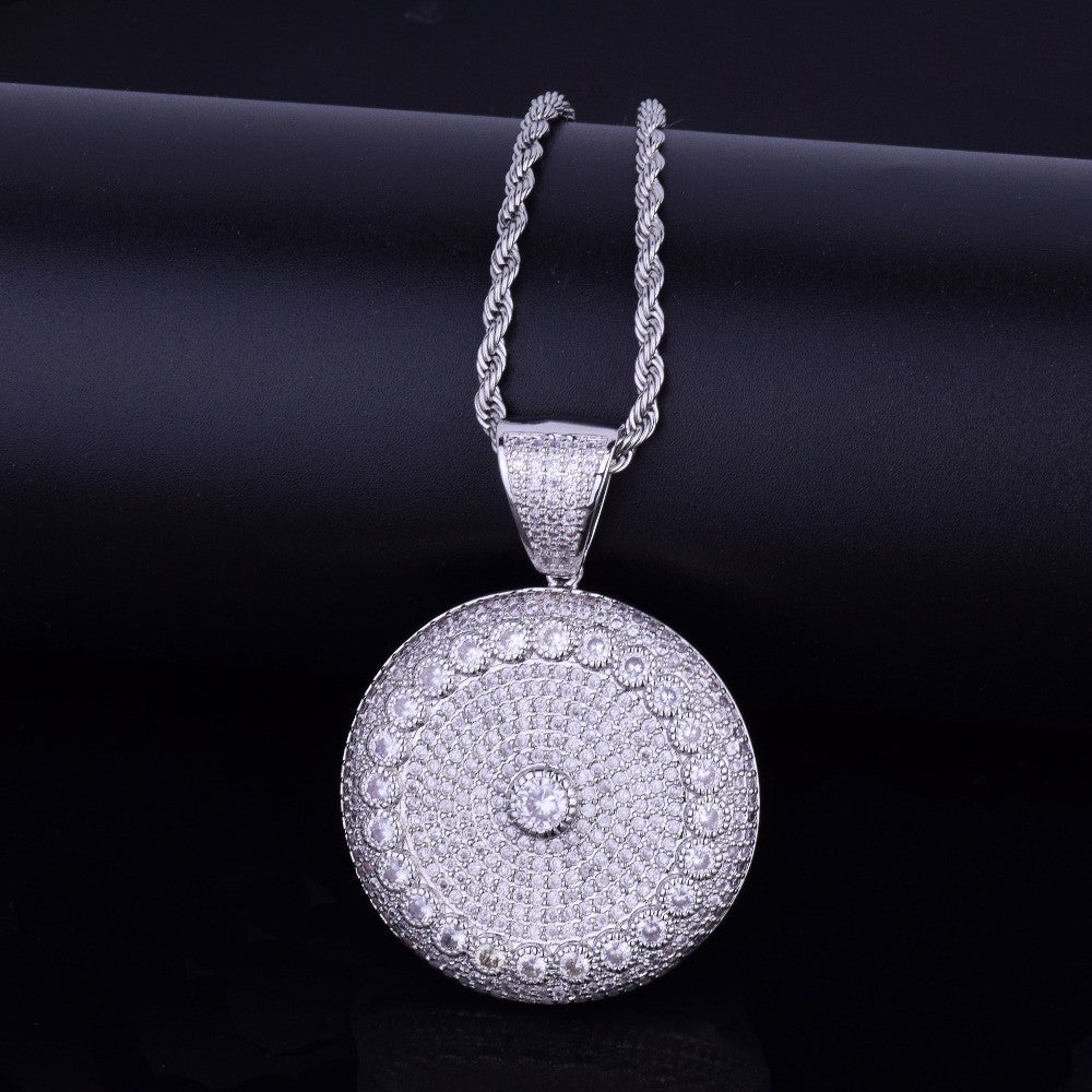 Flooded Ice AAA Micro Pave Round Solitaire 18k Gold .925 Silver Big Boy Hip Hop Medallion Pendant