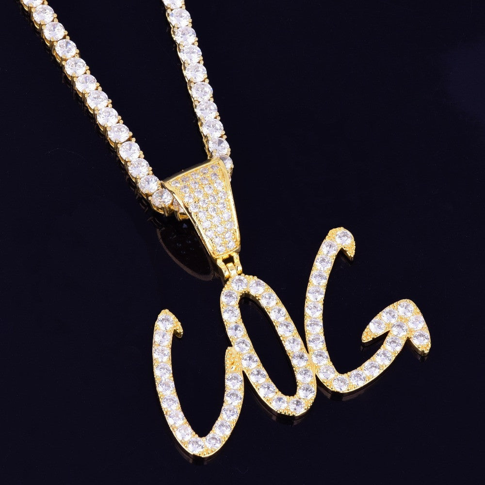 Signature Shine | Fine Print VVS Diamond CZ Custom Letter Hip Hop Chain Necklace