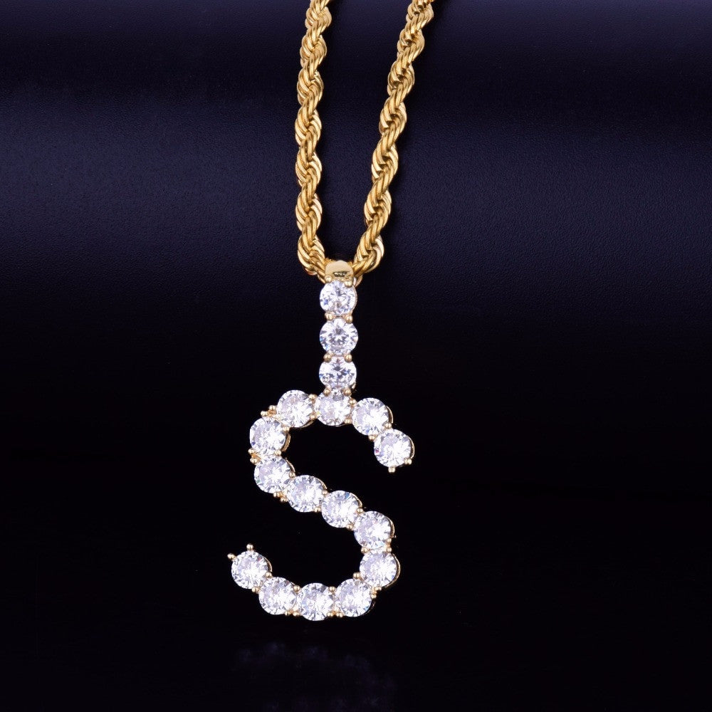 18k Gold .925 Silver Rose Gold AAA Cluster Stone Tennis Letters Hip Hop Chain Necklaces