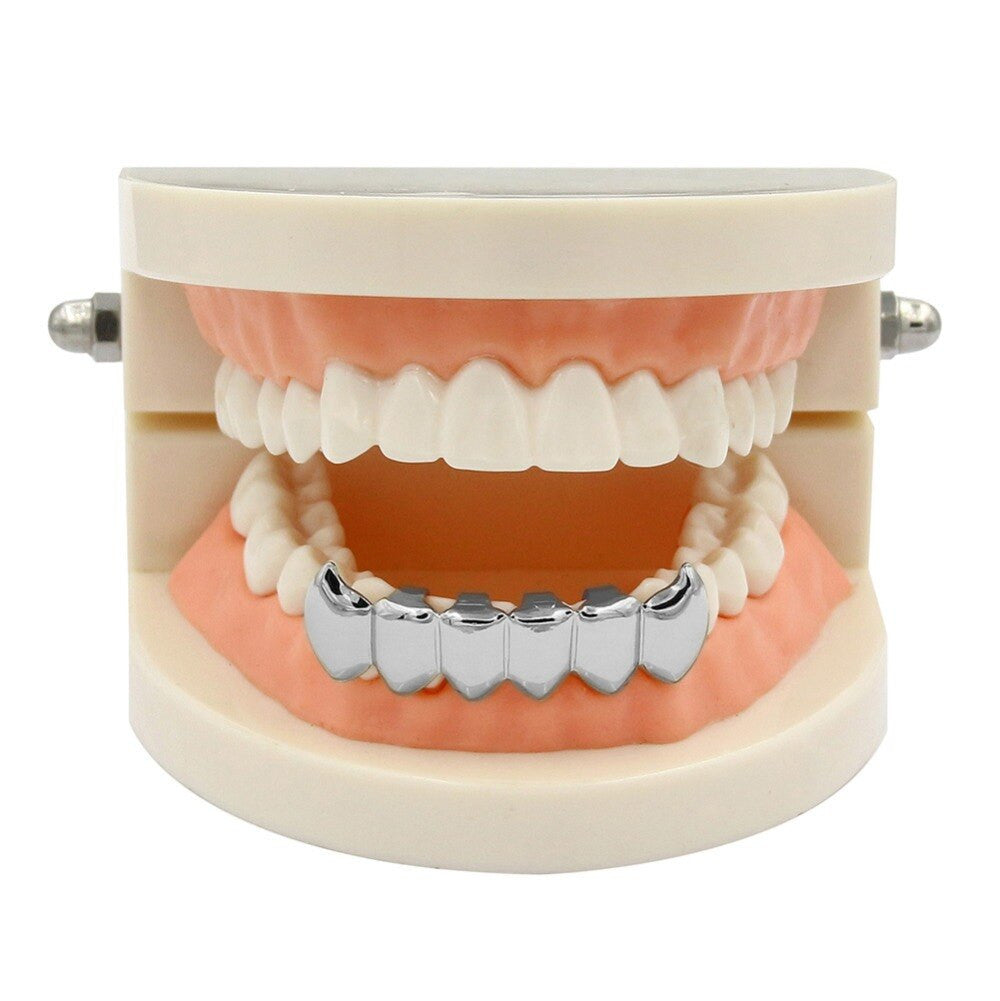 Hip Hop Lower Bottom Custom Fit Yellow Gold Teeth Fang Grillz