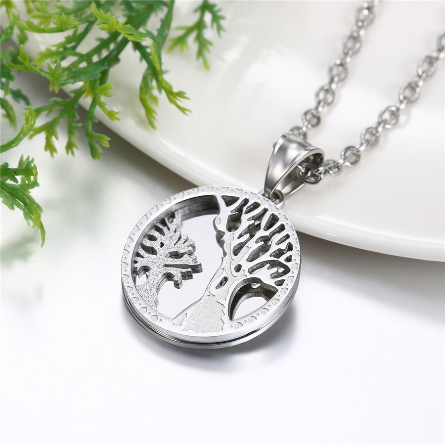 14k Gold over Stainless Steel Tree Of Life Cz Stone Bling Pendant Necklace