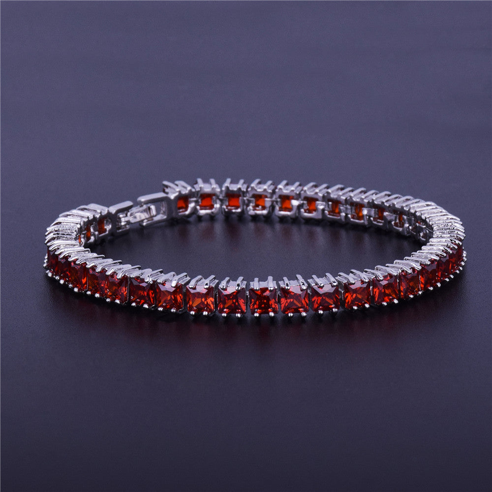 Iced Princess | Colorful VVS Diamond CZ Stone 6mm Princess Cut Tennis Bracelet