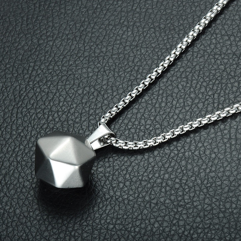 Stainless Steel Polyhedron 14k Gold Pendant Chain Necklace