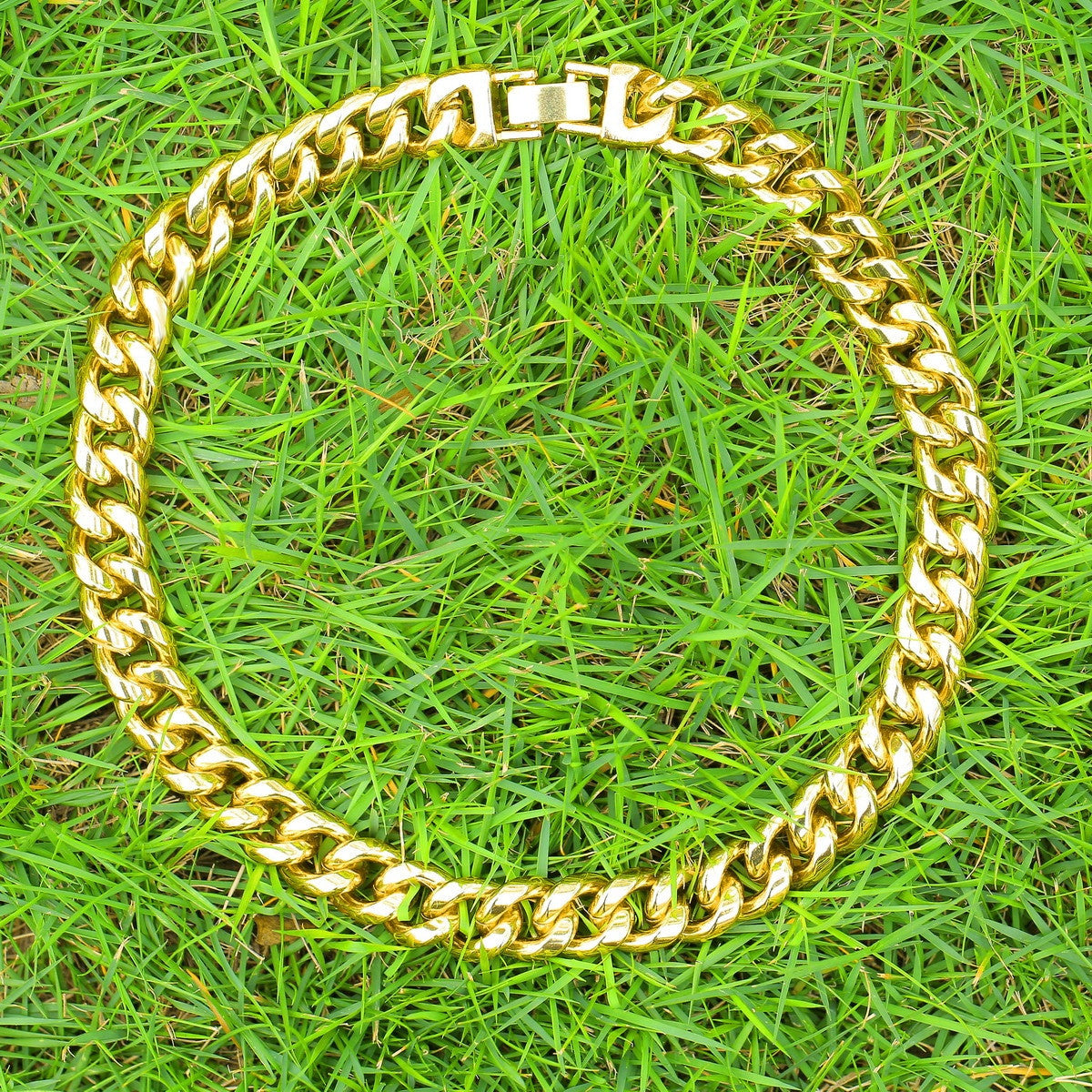 24k Gold over Stainless Steel Big Boy 15mm Miami Cuban Link Bling Hip Hop Chain Necklace