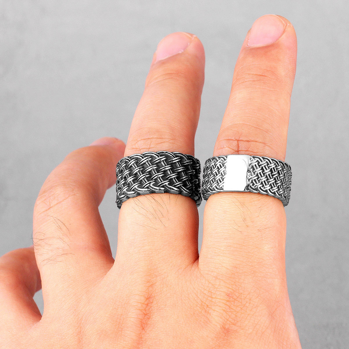 Mens Couples No Fade Stainless Steel Interweaving Love Casual Street Wear Rings