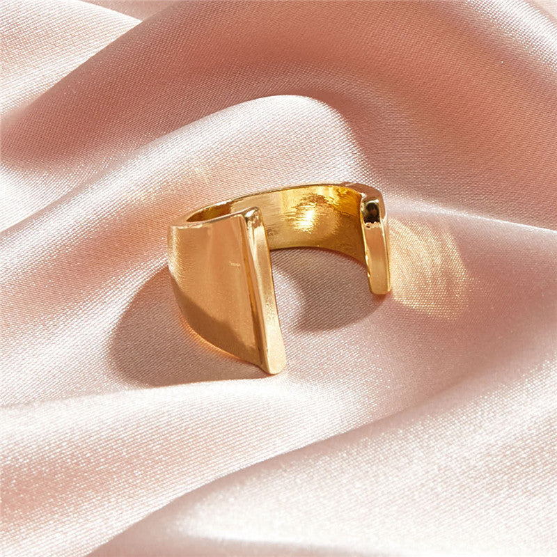 Ladies 18k Gold Initial Letter Adjustable Open Size personality Rings
