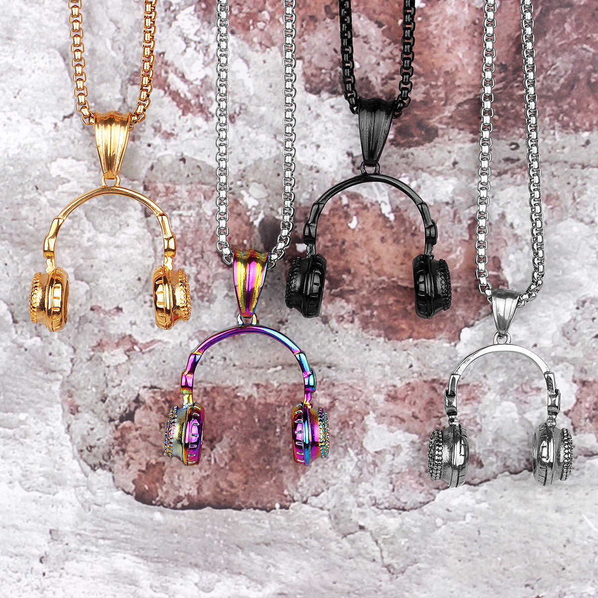 Headset Earphones | 316L No Fade 14k Gold Stainless Steel Hip Hop Pendant Chains
