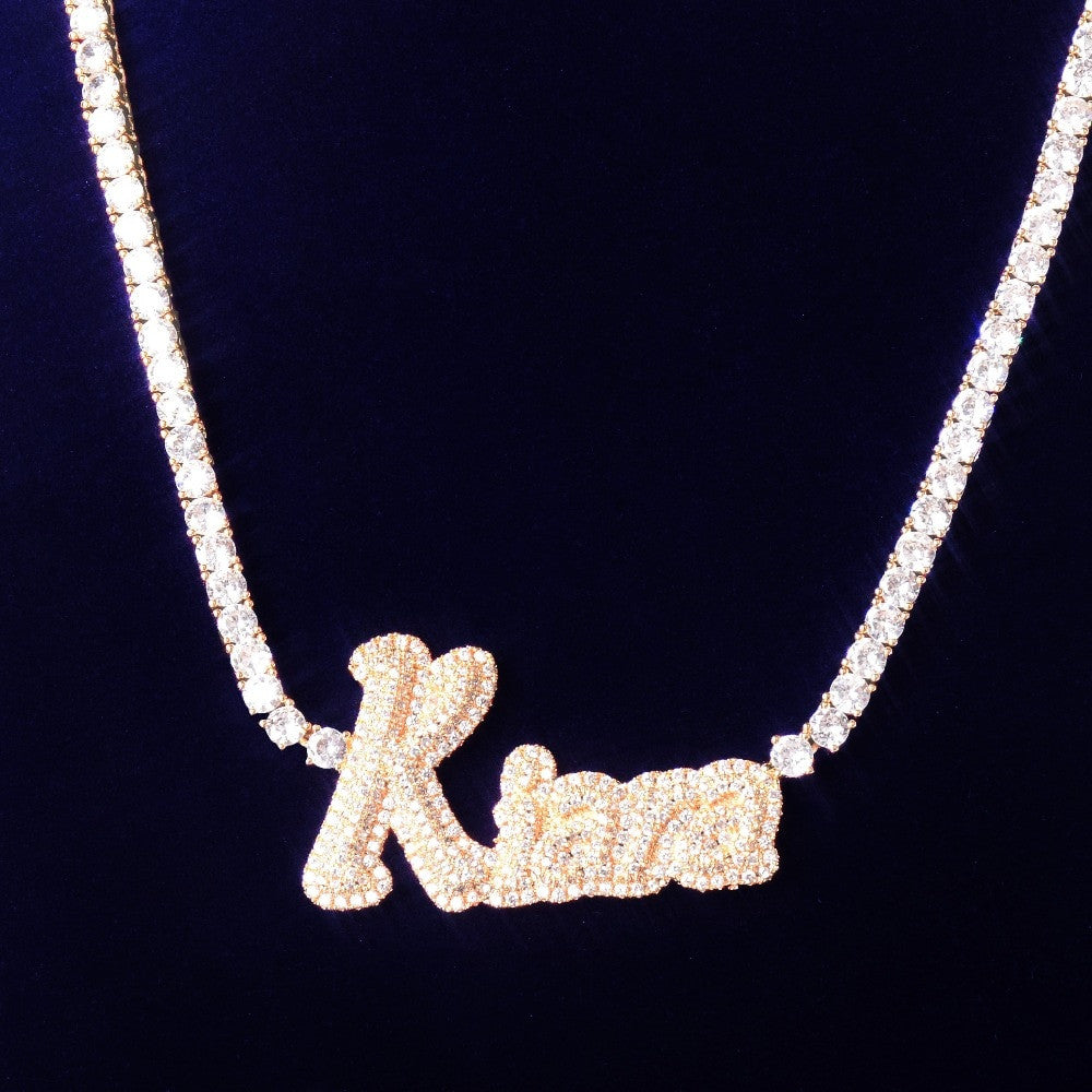 AAA Micro Pave Close Cut Custom Name 18k Silver Rose Gold Hip Hop Pendants