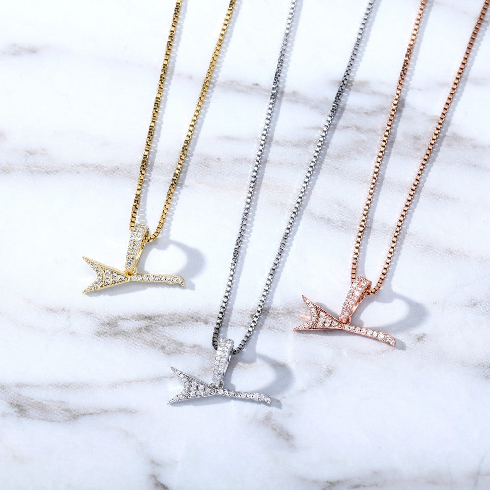 White Rose Gold Silver 925 Sterling Silver 80's Rocker Guitar Street Rock Micro Pendant Chain Necklace