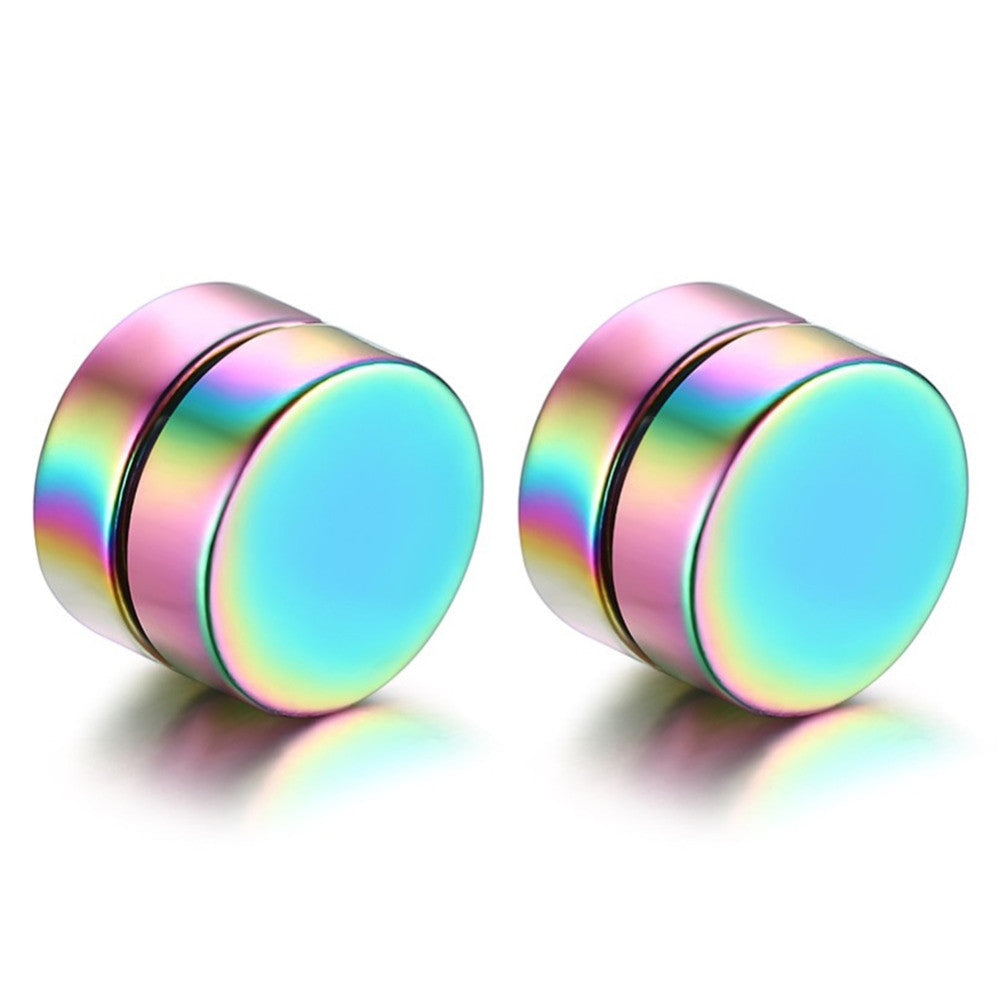 Non Piercing Magnet Magnetic Stainless Steel Bling Round Stud Earrings