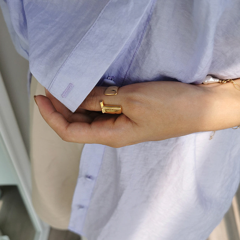 Ladies 18k Gold Initial Letter Adjustable Open Size personality Rings