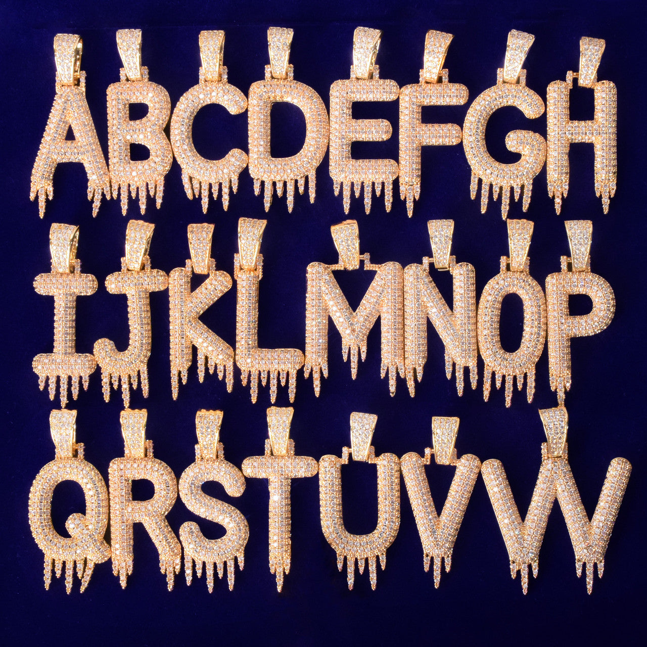 Ice Sickle | Iced VVS Diamond CZ Blinged Out Solid Back Prong Set Initial Pendants