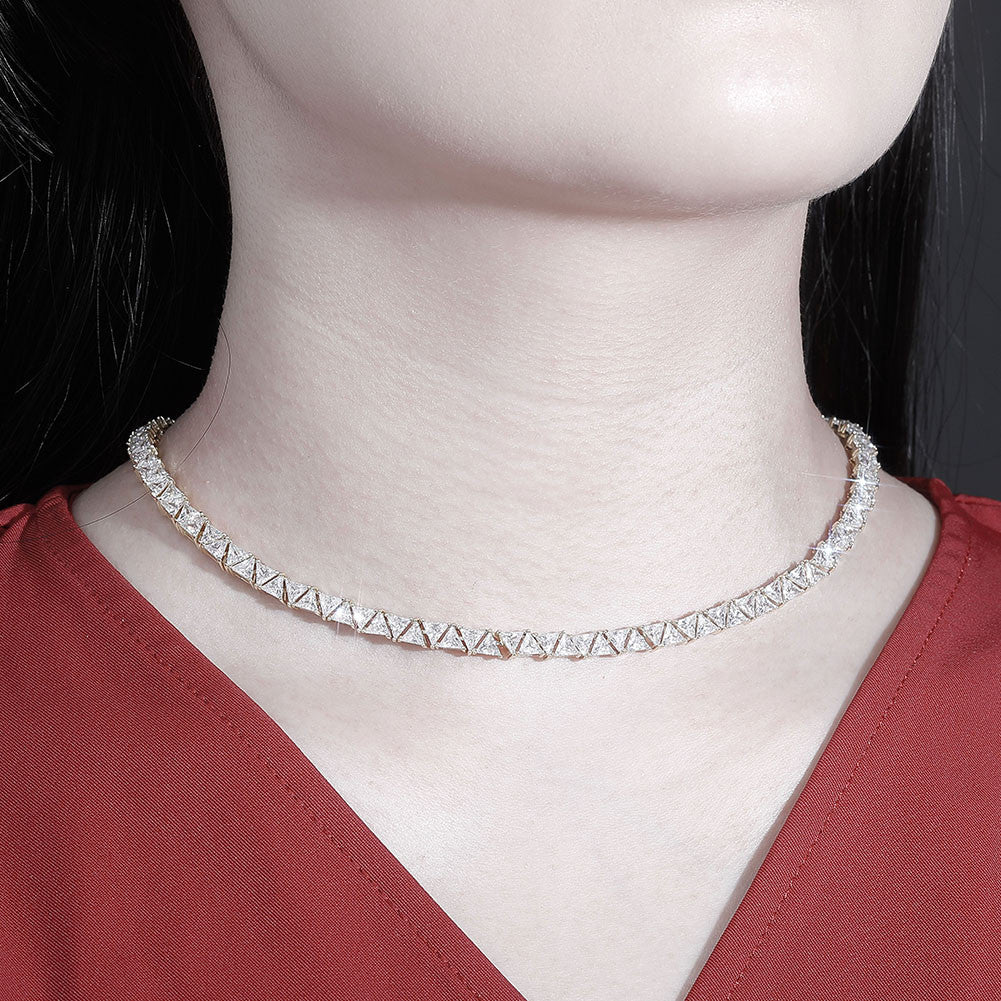 Trillion Cut | 5mm VVS Diamond CZ Iced Blinged Out Tennis Chain Necklace