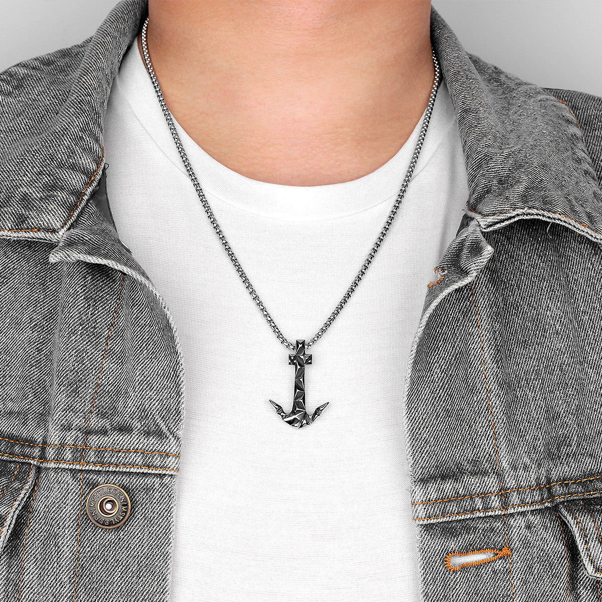 Cutting Anchor | 316L Stainless Steel Men's Nautical Carved Anchor Pendant
