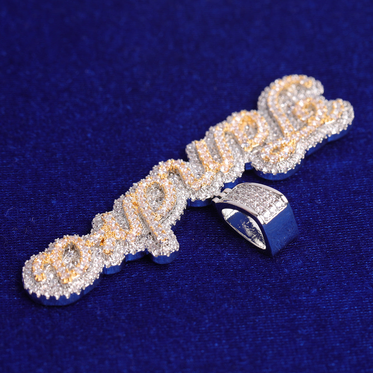 Cluster Drip | Iced Two Layer VVS Diamond CZ Blinged Out Nameplate Pendant