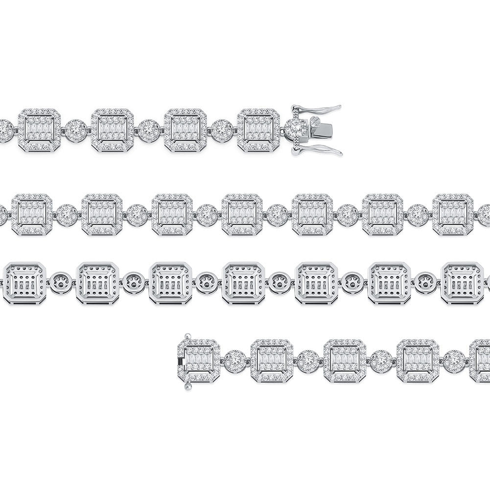 12mm Square Cut Center Stone Baguette High quality AAA Stone Hip Hop Bracelet