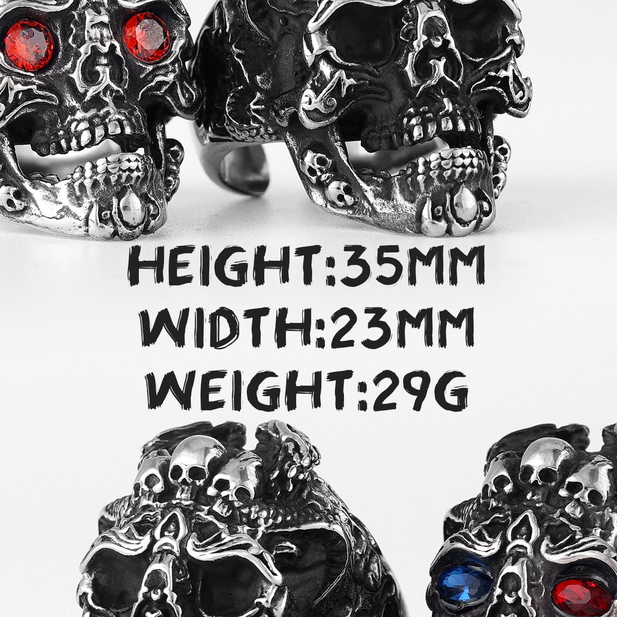Hades | 316L No Fade Stainless Steel Skull Street Wear Hell Fire Rings