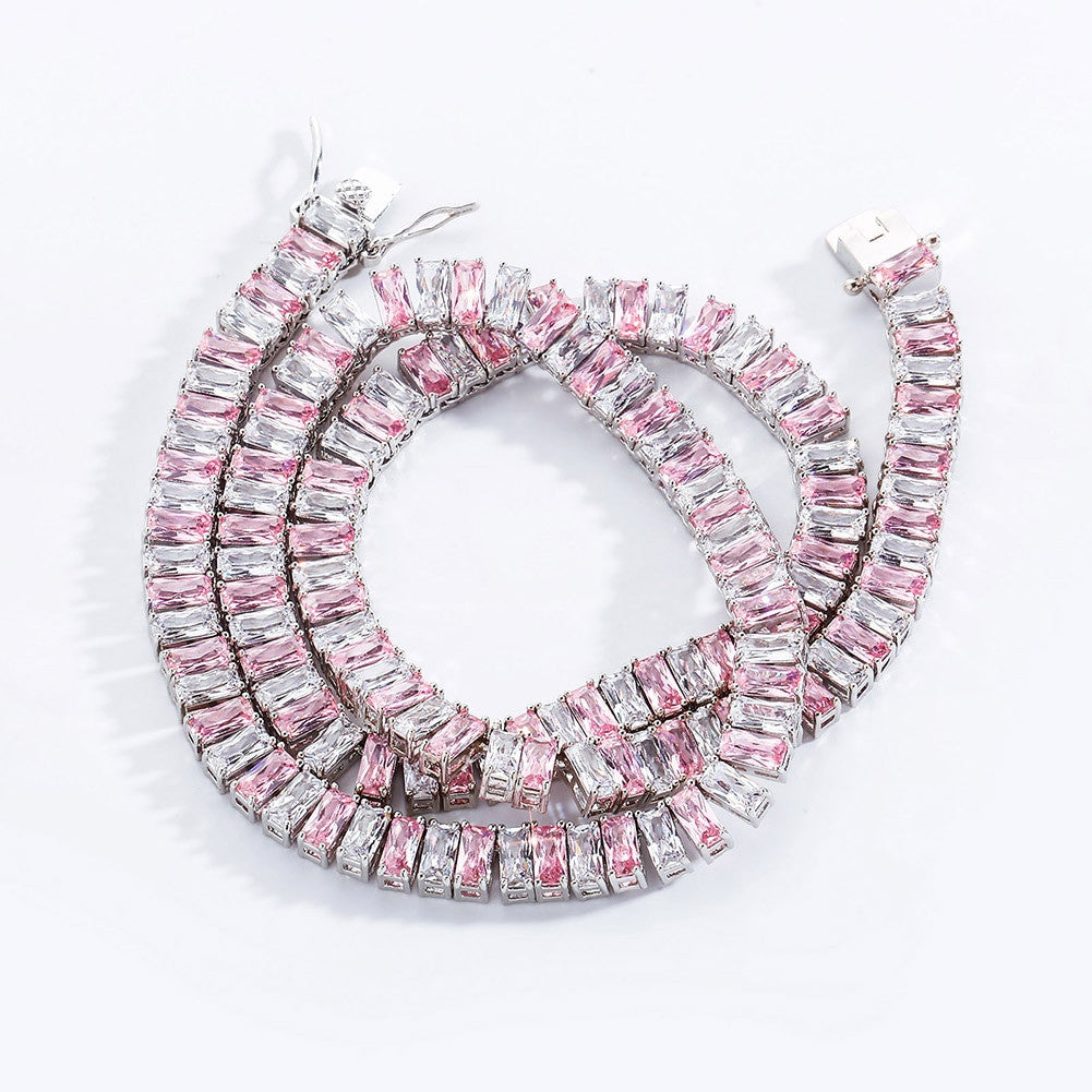 Flooded Ice All Baguette 8mm Hip Hop 14k Gold 925 Silver Bling Chain Necklace